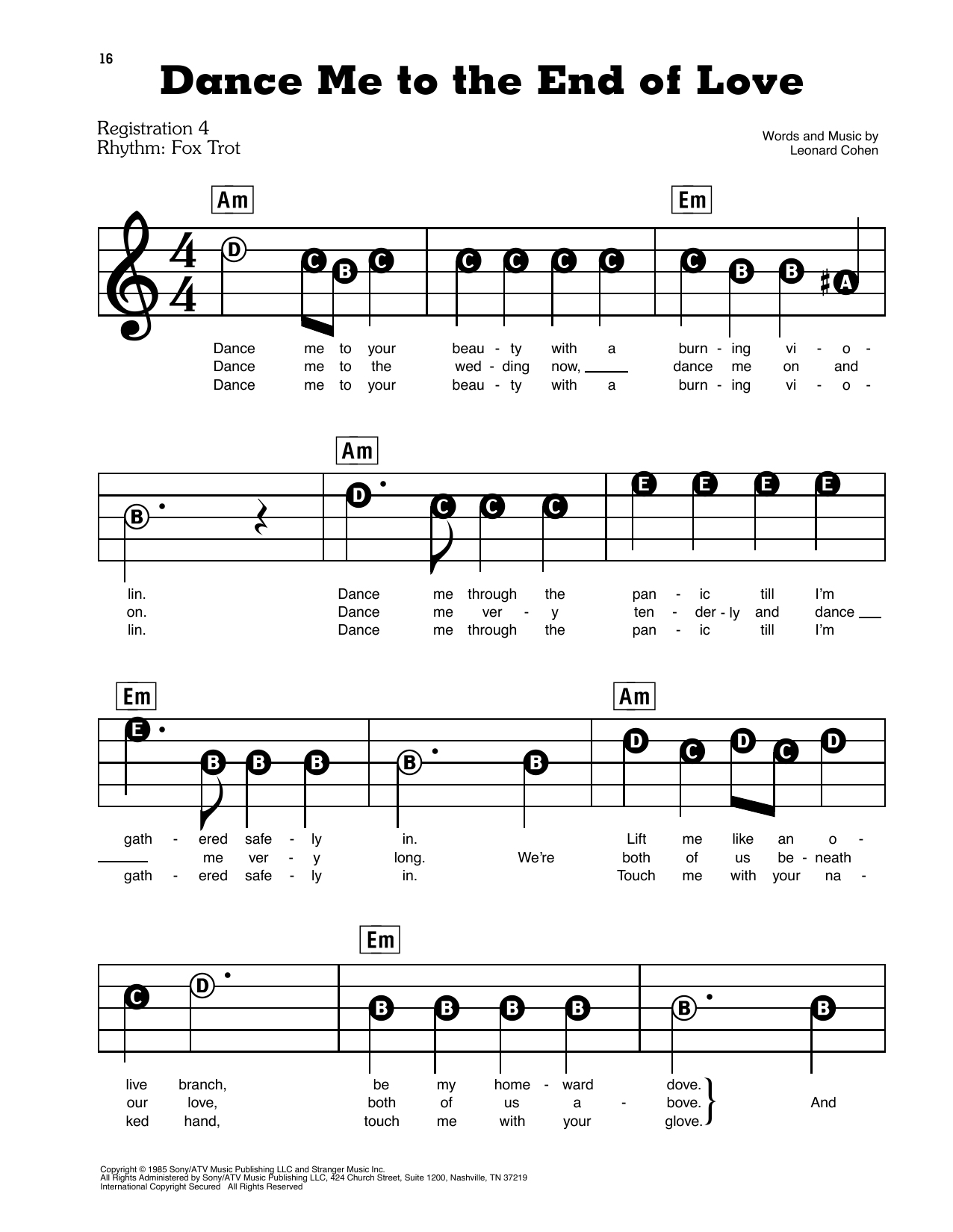 Dance Me To The End Of Love By Madeleine Peyroux Free Sheet Music