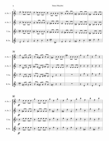 Danse Macabre For Saxophone Quartet (SATB Or AATB) By Camille Saint-Saens Free Sheet Music