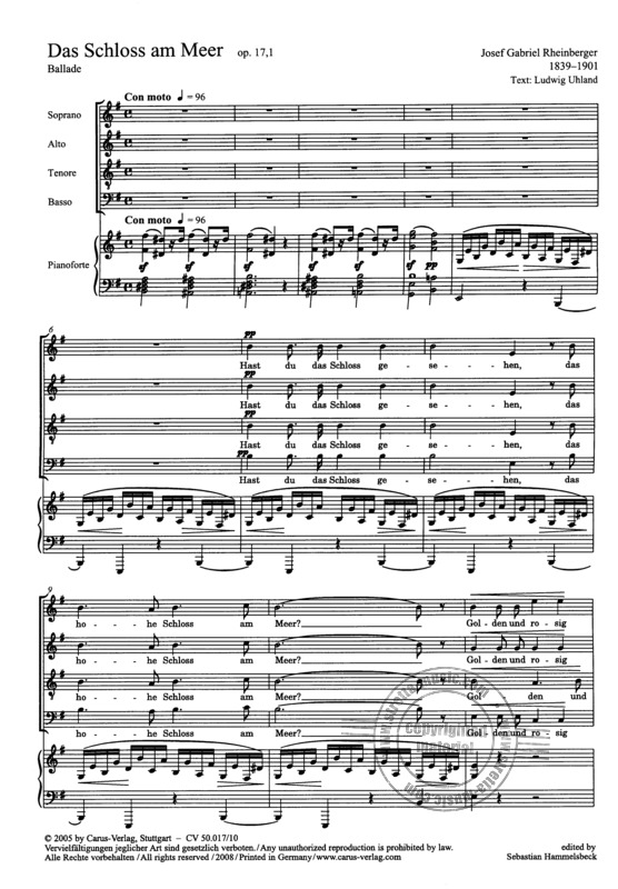 Das Schloss Am Meer By Josef Gabriel Rheinberger Free Sheet Music