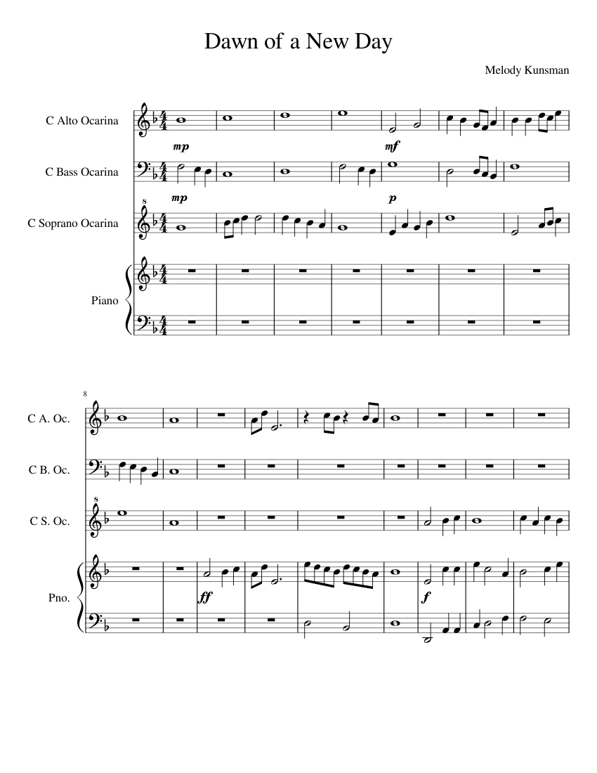 Dawn Of A New Time By Patrik Andra?sa?n Johan Sa?sa??derqvist Free Sheet Music