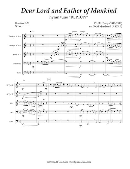 Dear Lord And Father Of Mankind (REPTON) - Brass Quintet By C.H.H. Parry (1848-1918) Free Sheet Music