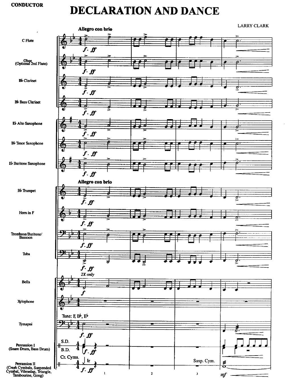 Declaration And Dance By Larry Clark Free Sheet Music