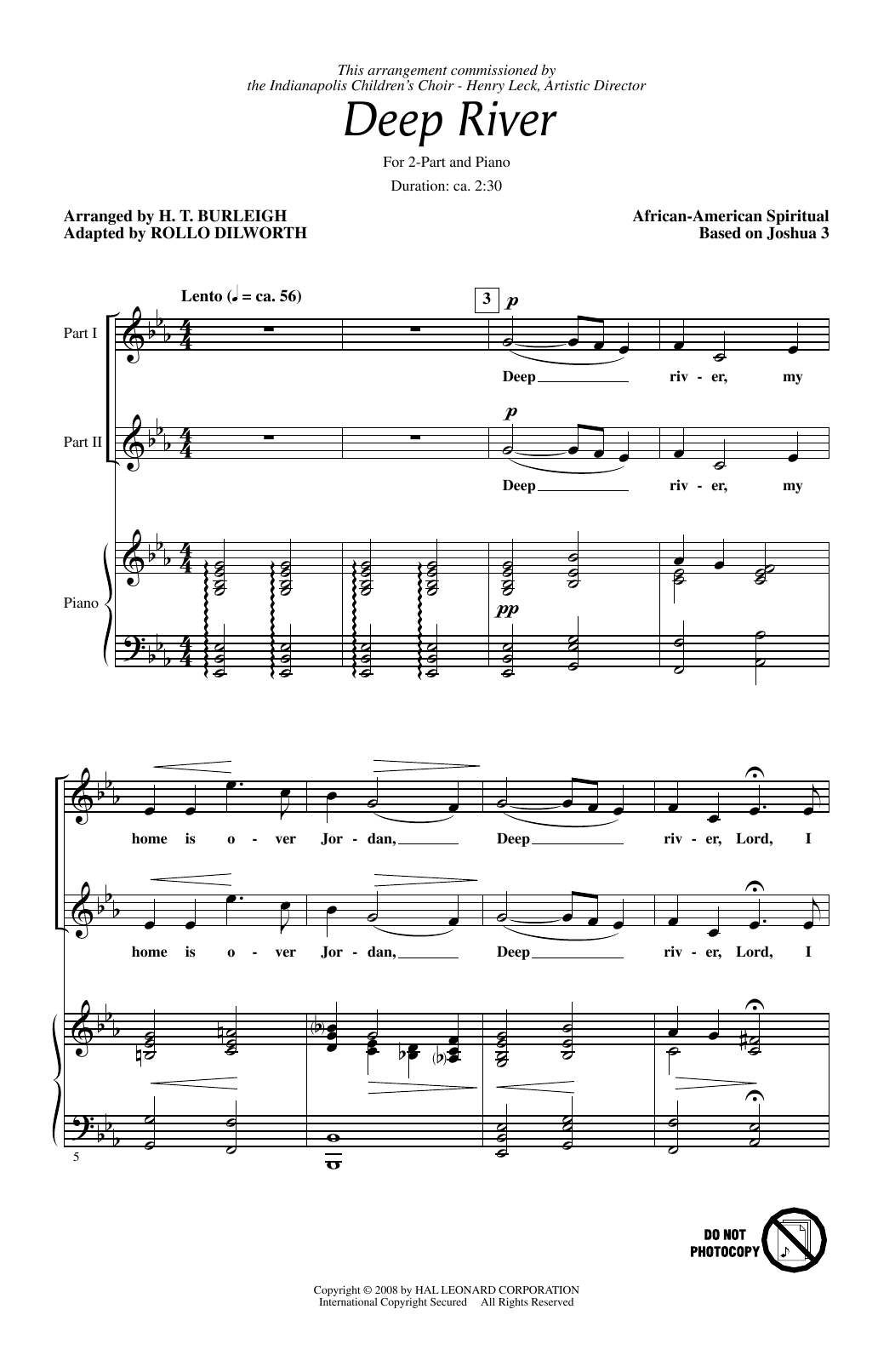 Deep River By R. Nathaniel Dett Free Sheet Music