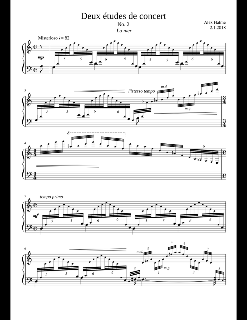 Deux Études De Concert By N Free Sheet Music