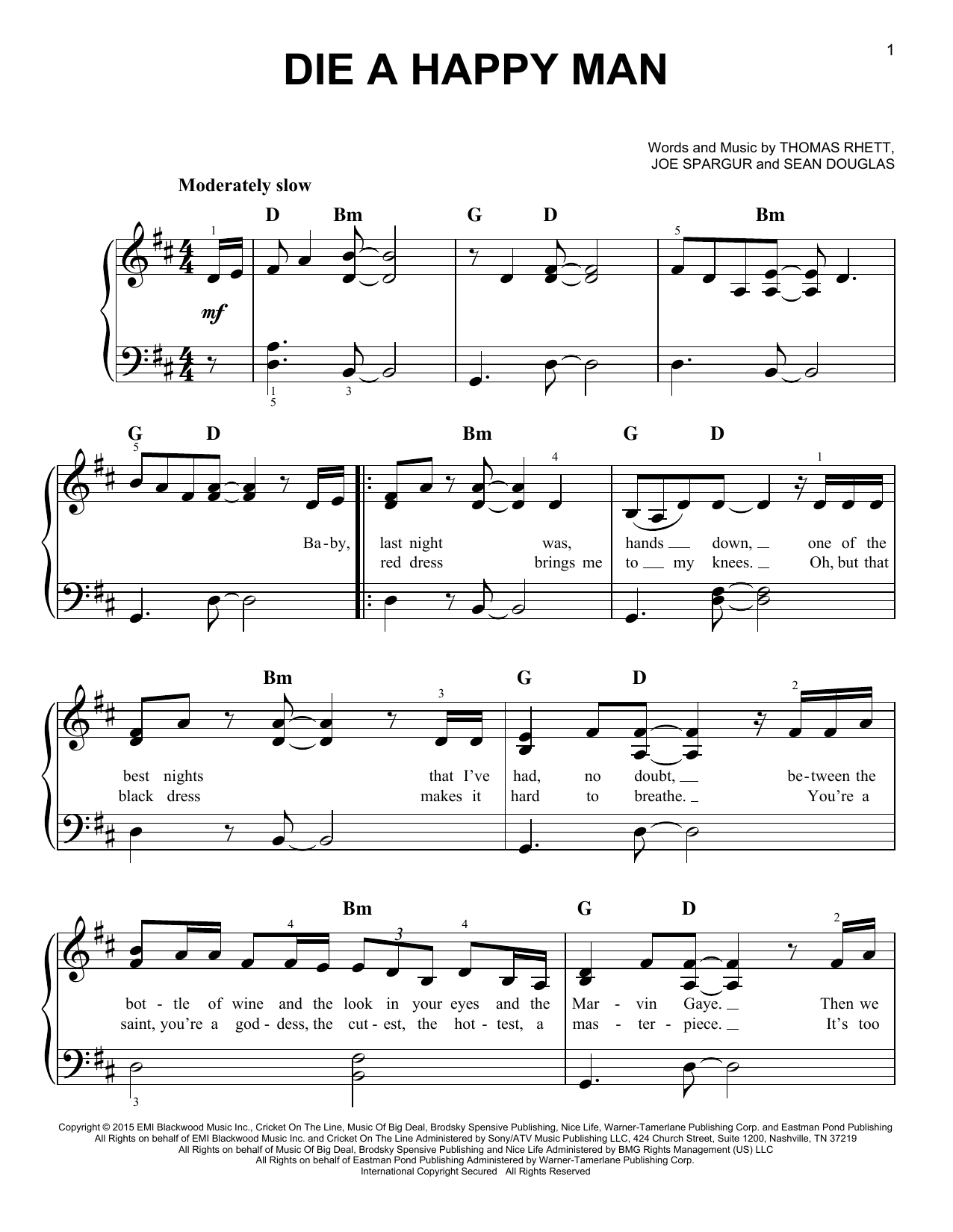 Die A Happy Man By Thomas Rhett Free Sheet Music