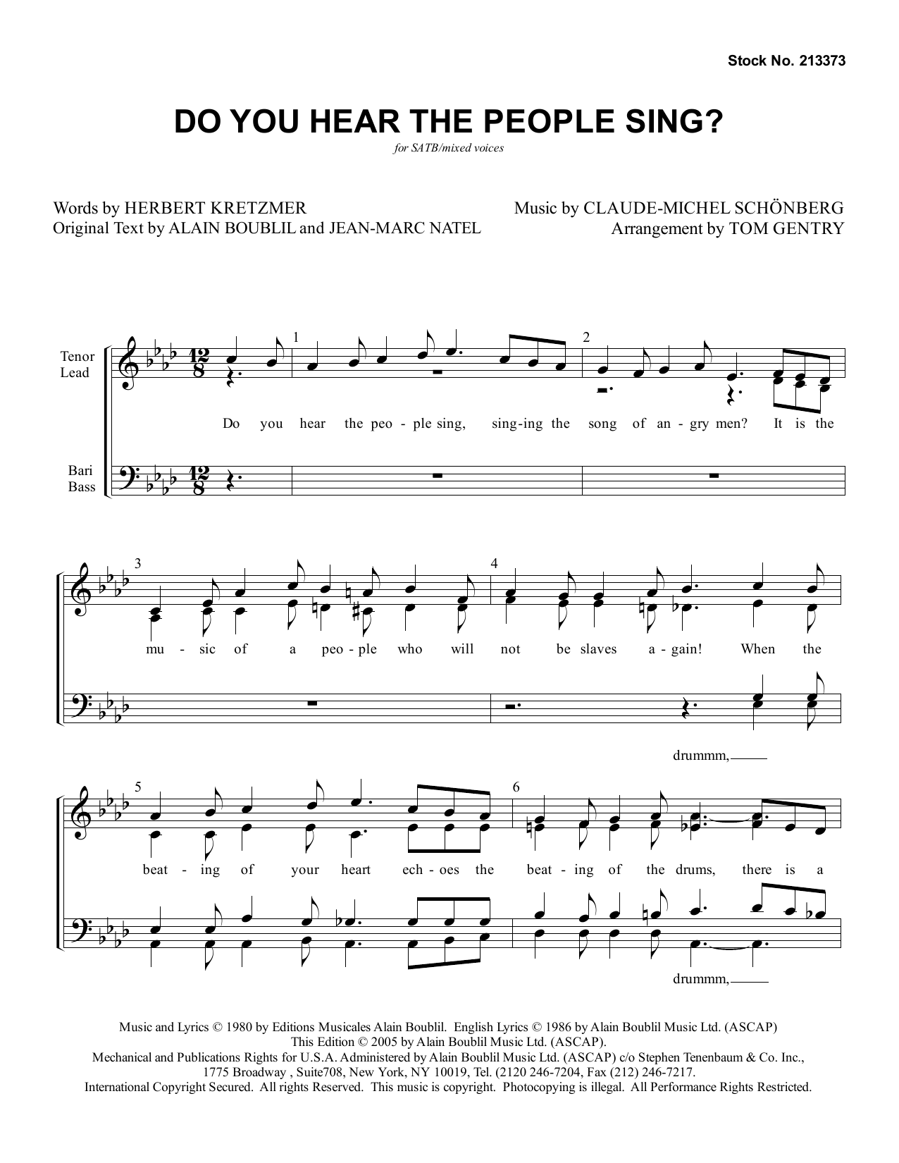 Do You Hear The People Sing? (from Les Miserables) (arr. Ed Lojeski) - Drums By Boublil And Schonberg Free Sheet Music