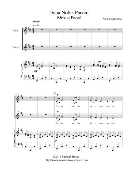 Dona Nobis Pacem (Give Us Peace) - For 2-part Choir With Piano Accompaniment By Traditional Free Sheet Music