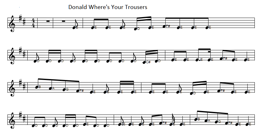 Donald, Where's Your Trousers? By Traditional Free Sheet Music