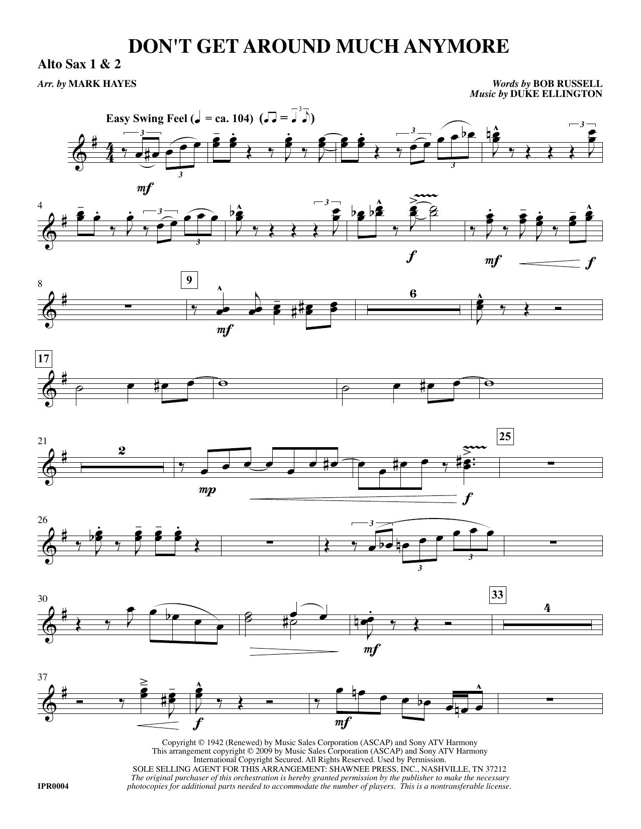 Don't Get Around Much Anymore (arr. Mark Hayes) - Alto Sax 1 & 2 By Duke Ellington Free Sheet Music