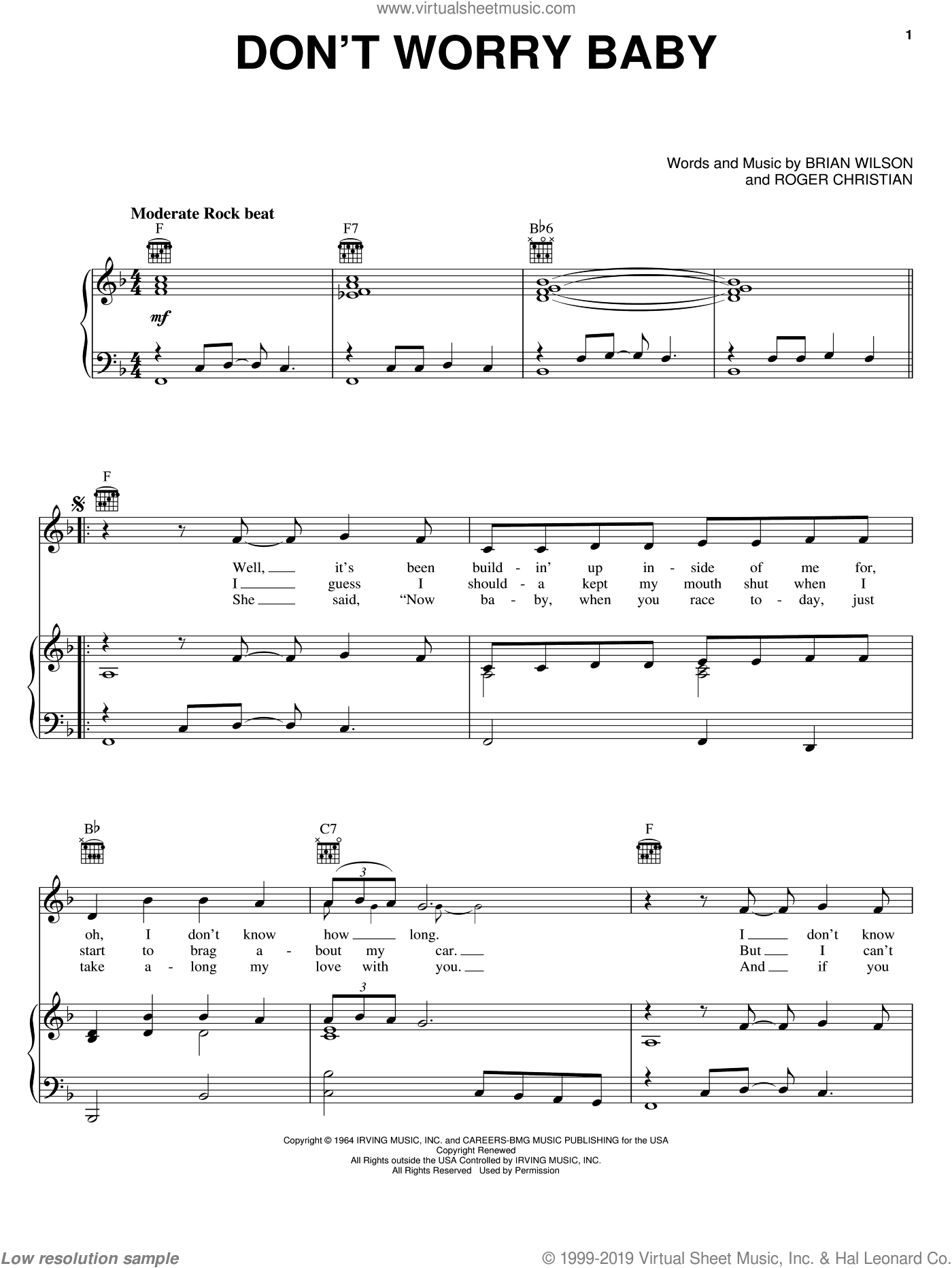 Don't Worry Baby By The Beach Boys Featuring Lorrie Morgan Free Sheet Music