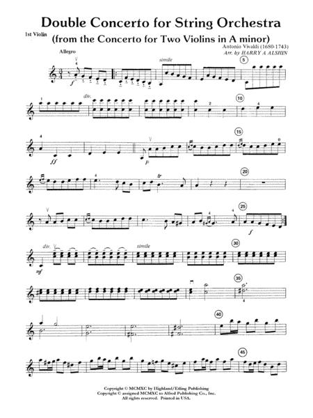 Double Concerto For String Orchestra From Concerto For Two Violins In A Minor: 1st Violin By Antonio Vivaldi Free Sheet Music