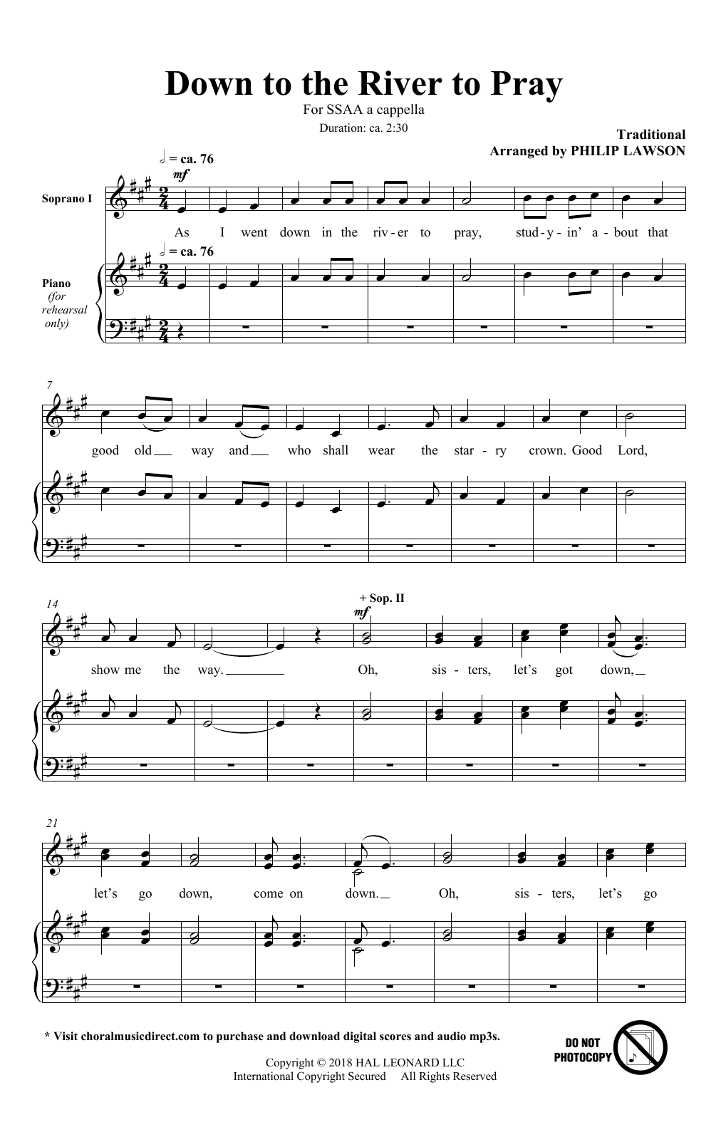 Down In The River To Pray By David L. Mennicke Free Sheet Music