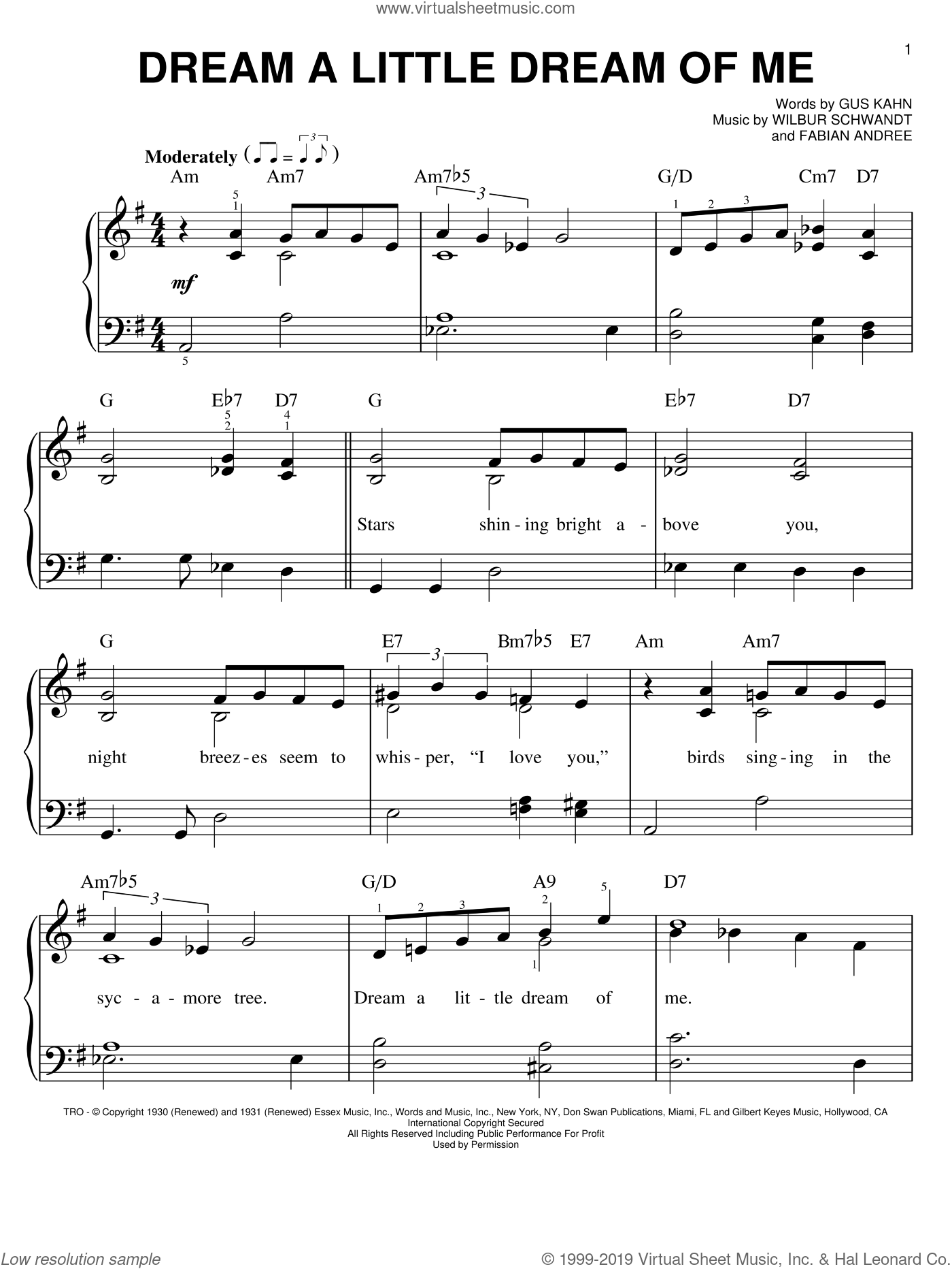 Dream A Little Dream Of Me By The Mamas And The Papas Free Sheet Music