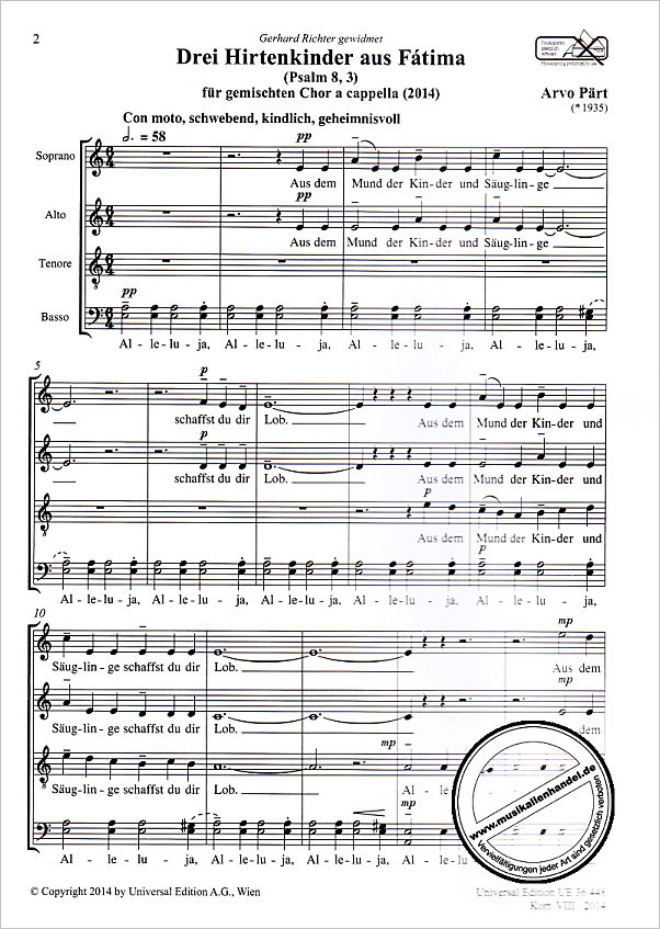 Drei Hirtenkinder Aus Fatima By N Free Sheet Music