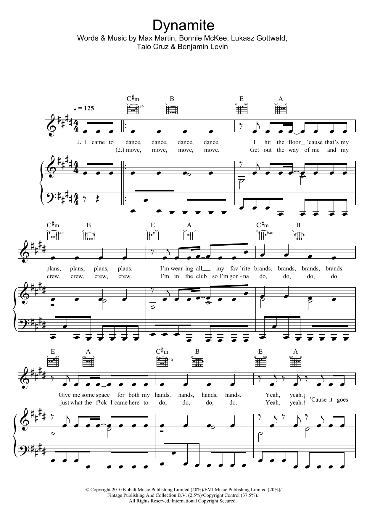 Dynamite By David Stewart Free Sheet Music