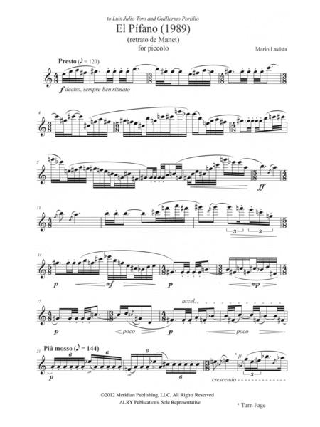 El Pifano For Solo Piccolo By Mario Lavista Free Sheet Music