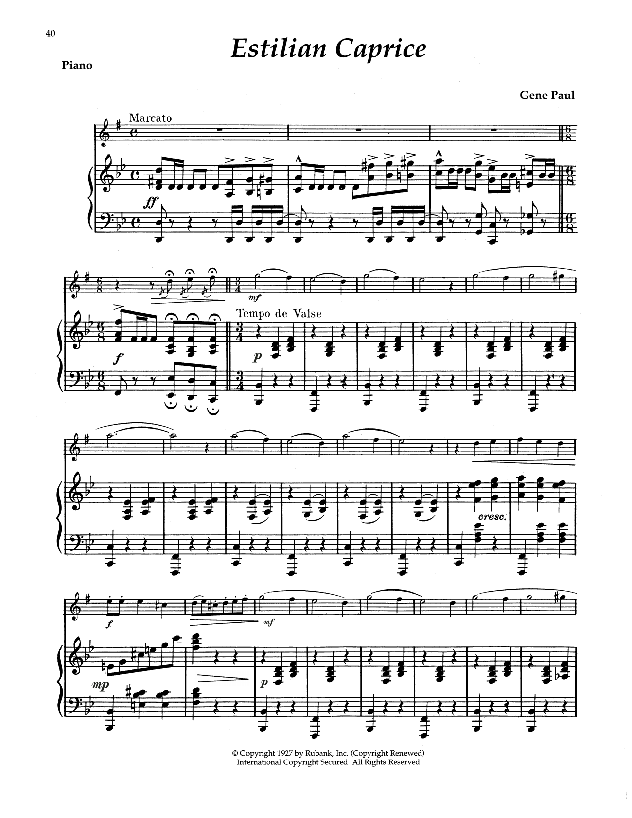 Estilian Caprice By Gene Paul Free Sheet Music