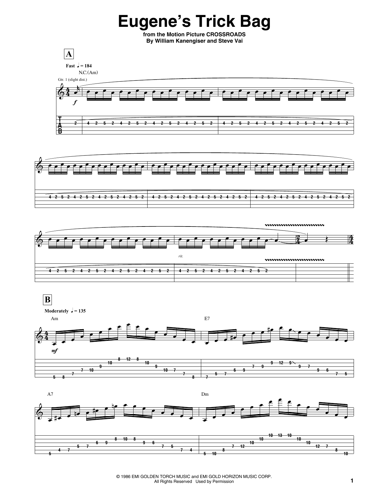 Eugene's Trick Bag By Steve Vai Free Sheet Music