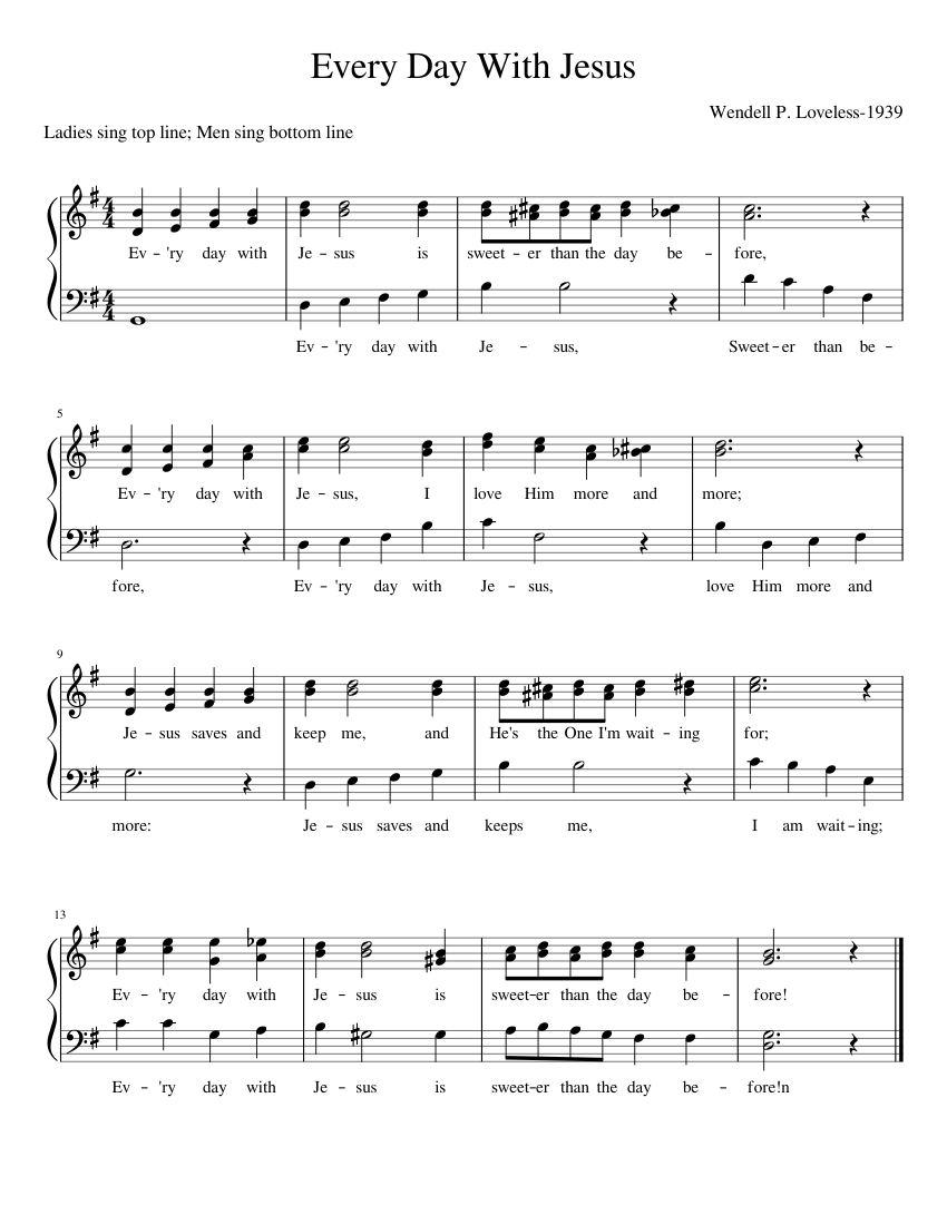 Every Day With Jesus By Robert C. Loveless Free Sheet Music