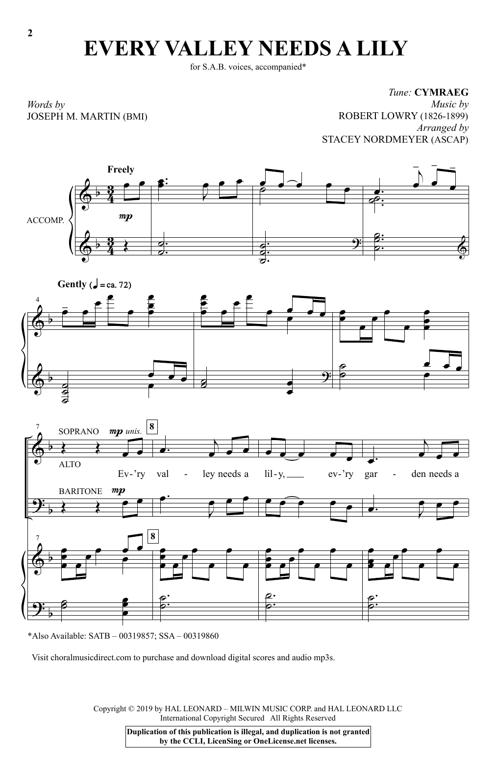 Every Valley Needs A Lily By Robert Lowry Free Sheet Music