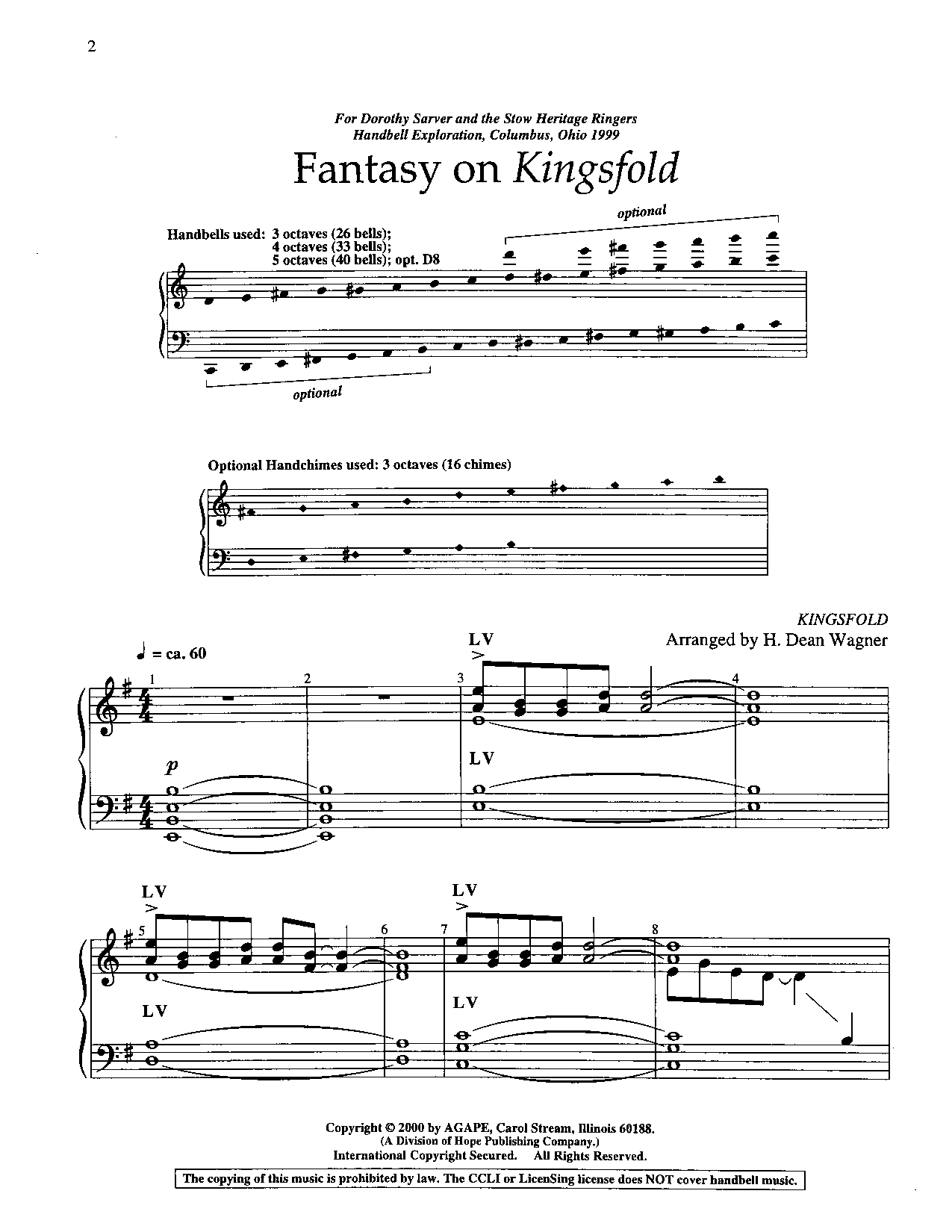 Fantasy On Kingsfold By H. Dean Wagner Free Sheet Music