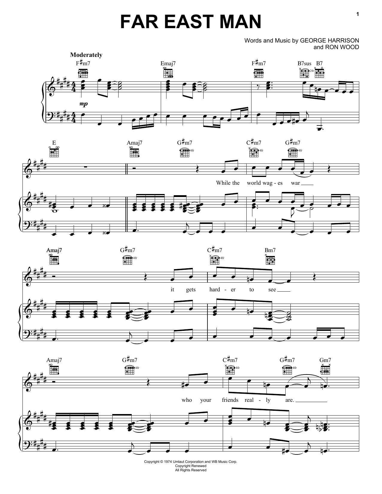 Far East Man By George Harrison Free Sheet Music