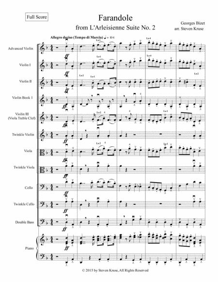 Farandole From Bizet's L'Arlesiene Suite No. 2, For Multi-Level String Orchestra By Georges Bizet Free Sheet Music