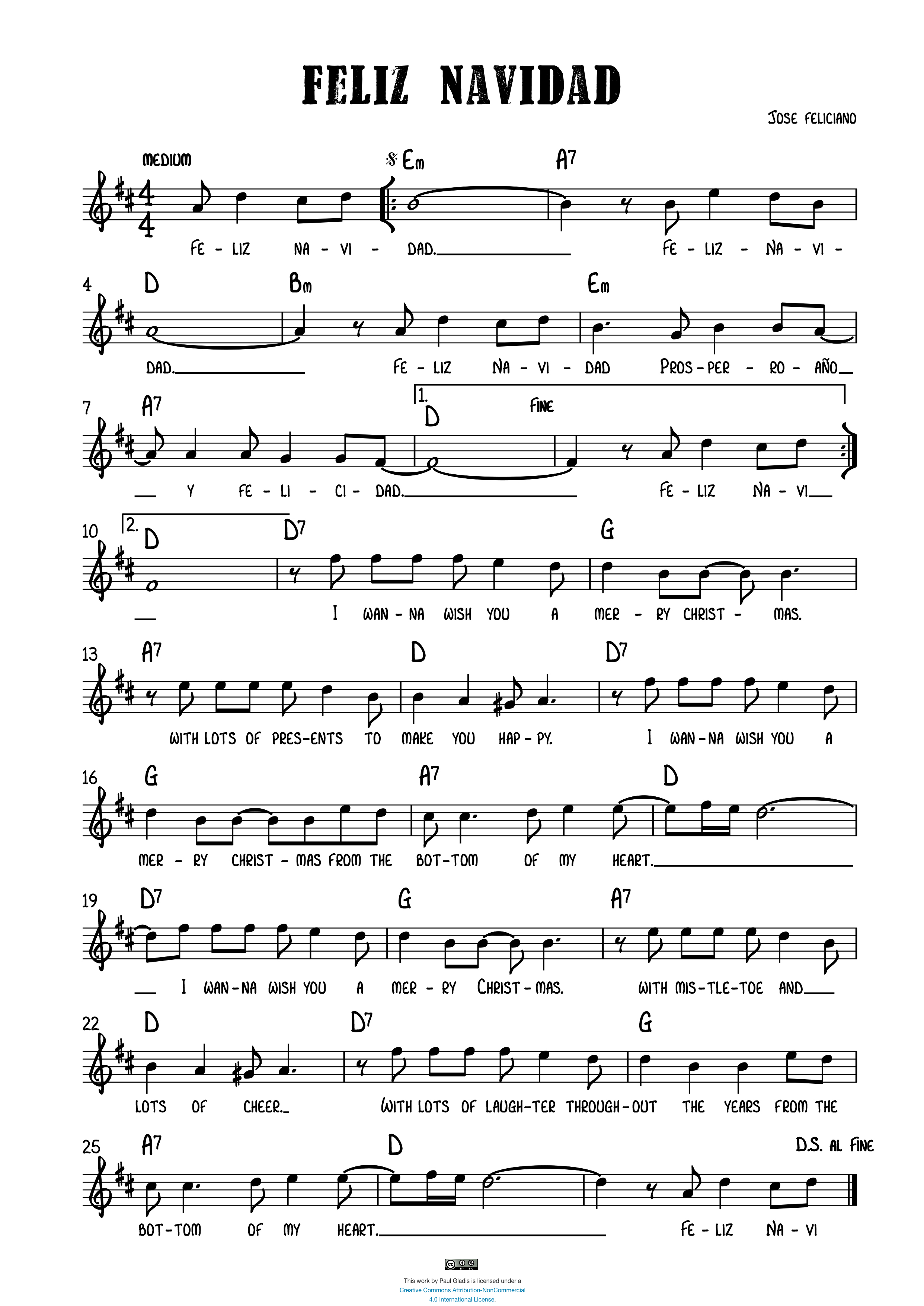 Feliz Navidad By Michael Buble Free Sheet Music