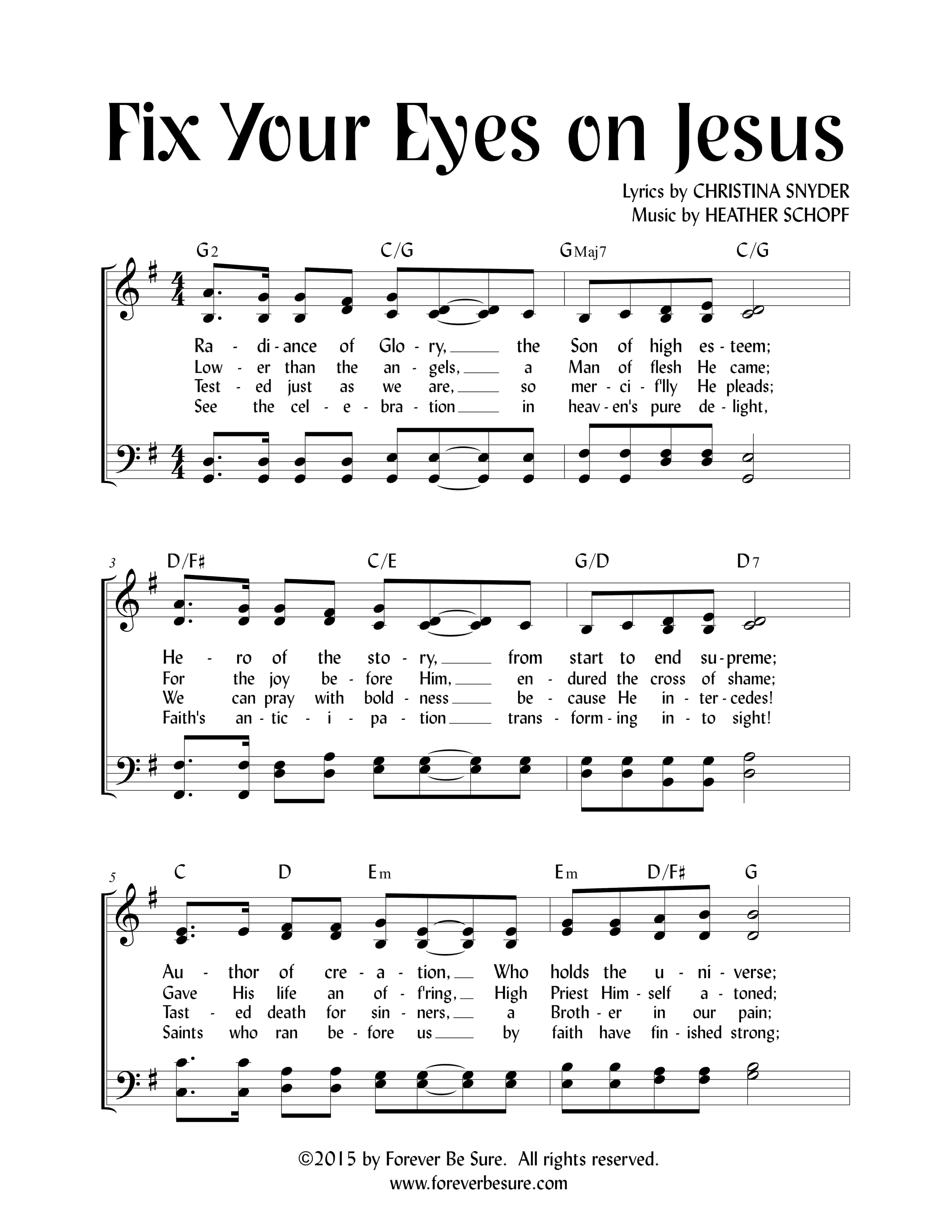 Fix Our Eyes By Heather Sorenson Free Sheet Music