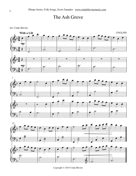 Folk Songs For Harp Duet (10 Arrangements) By Various Free Sheet Music