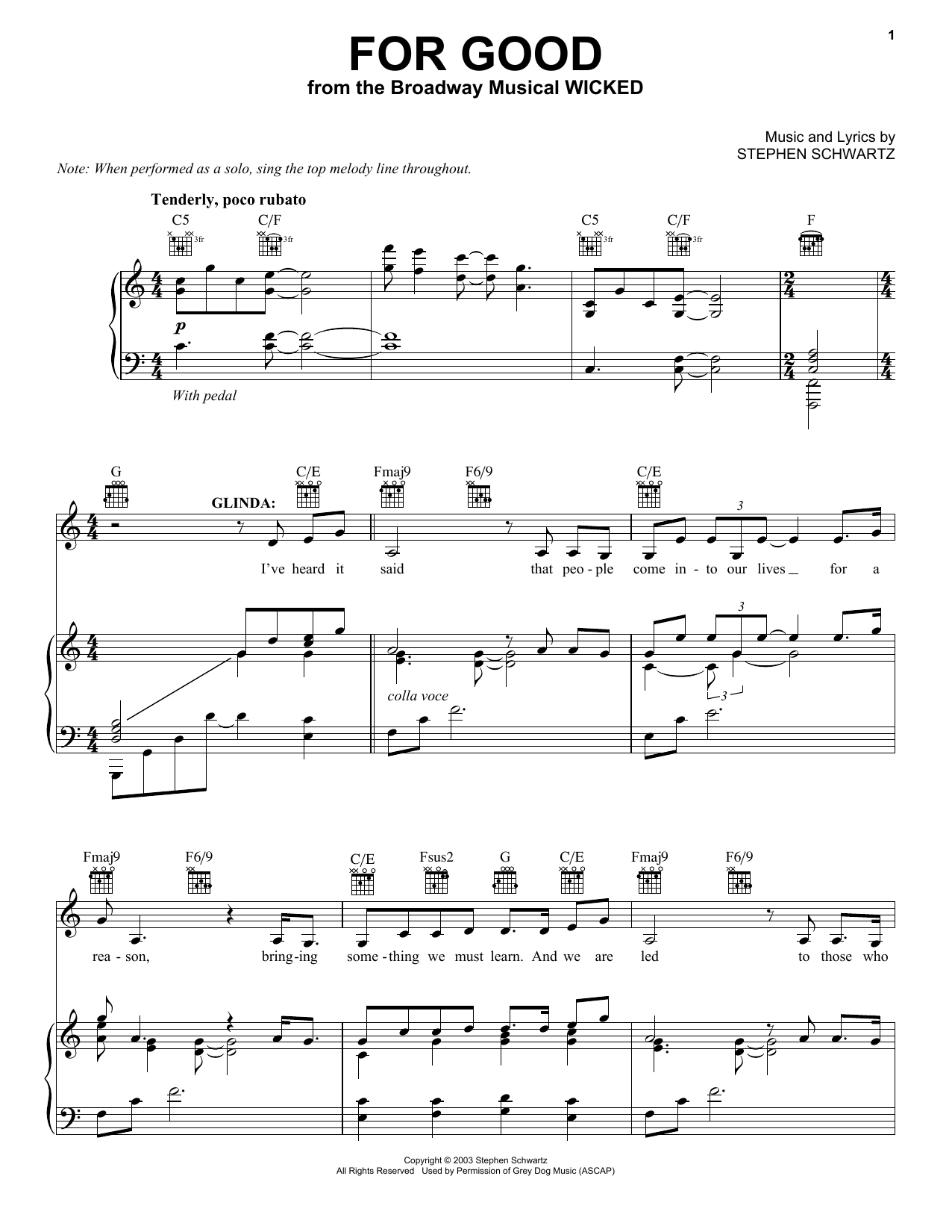 For Good By Alex Rybeck Free Sheet Music