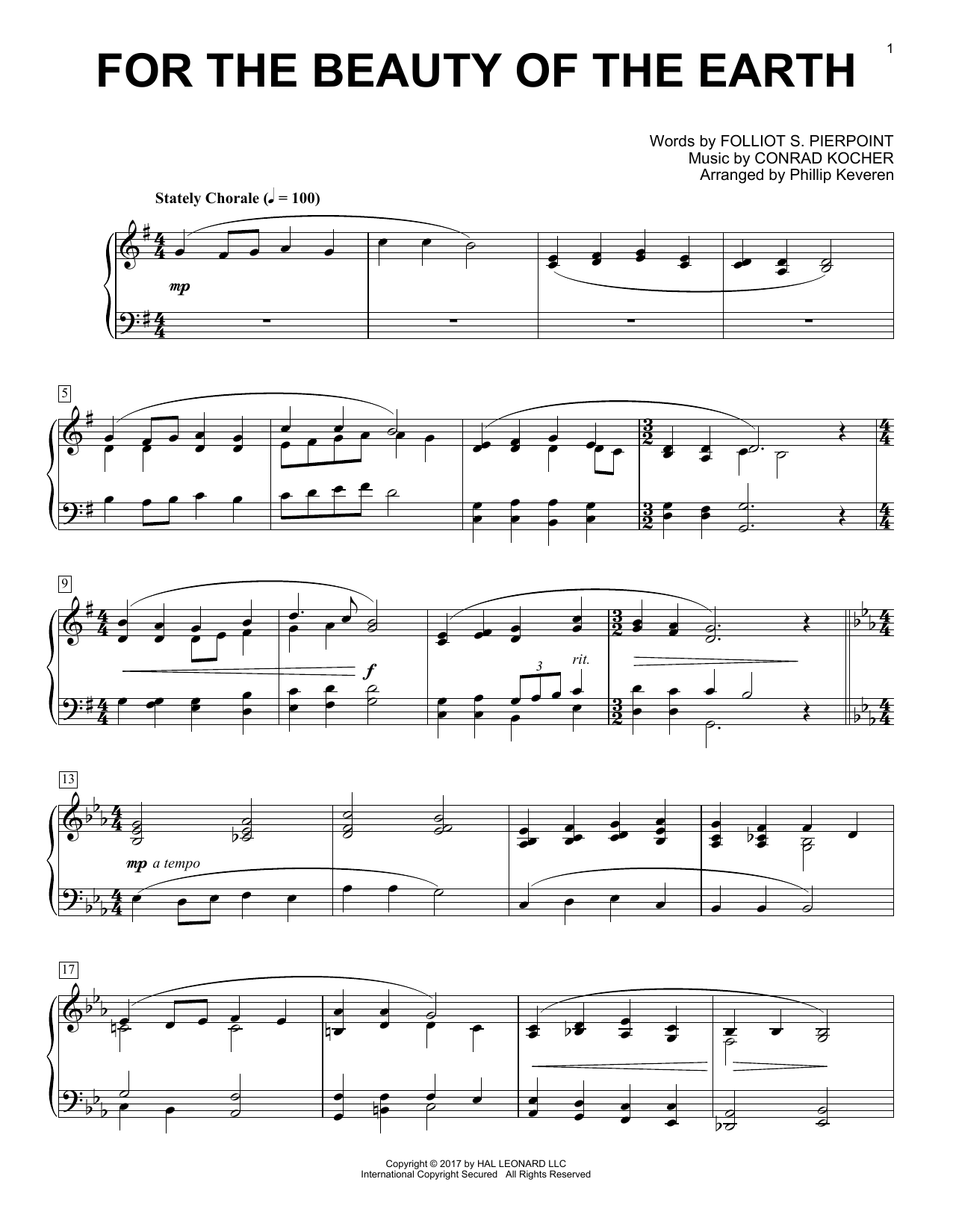 For The Beauty Of The Earth By Philip Stopford Free Sheet Music