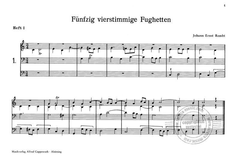 Funfzig Vierstimmige Fughetten I By Johann Ernst Rembt Free Sheet Music