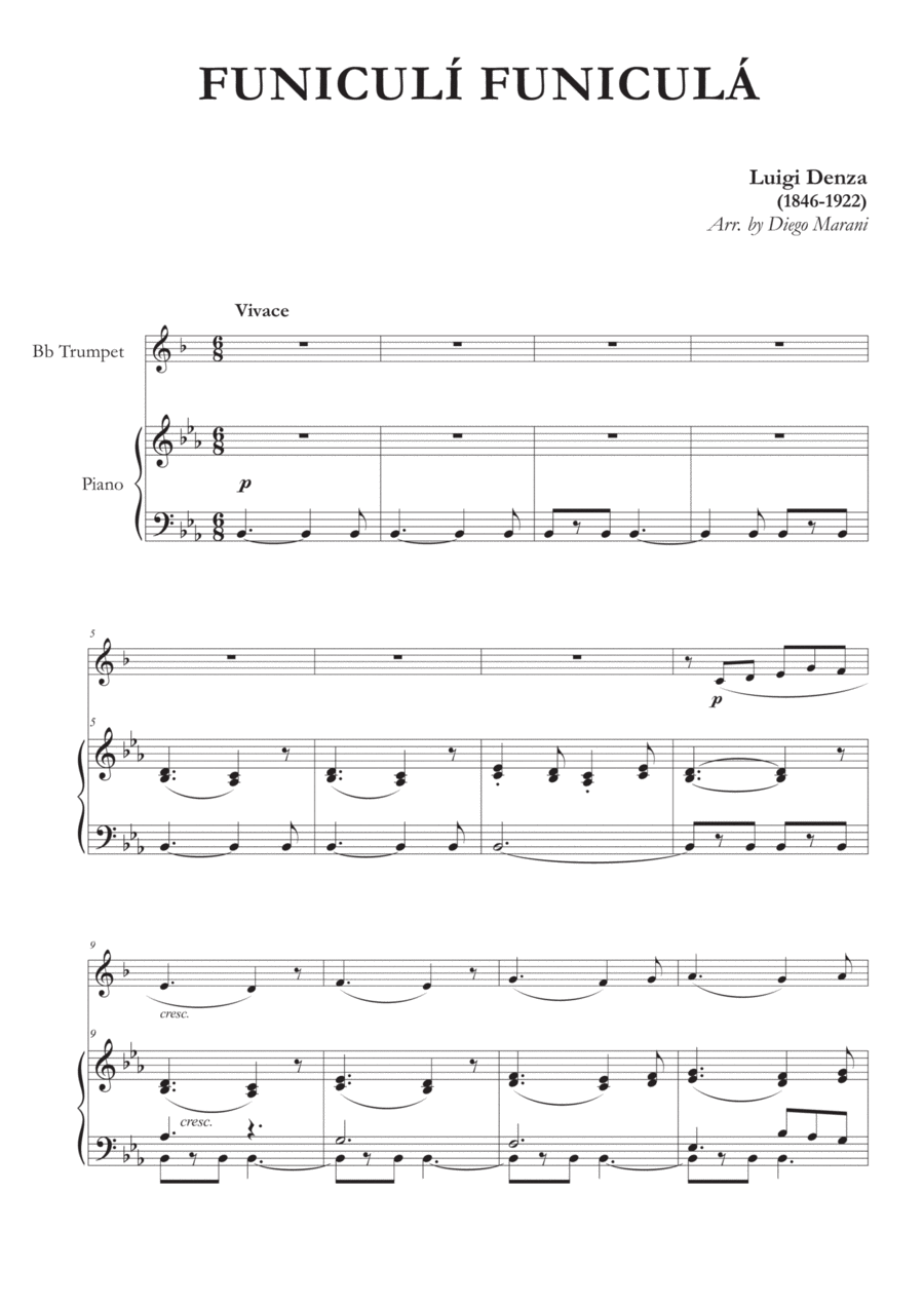 Funiculì Funiculà For Trumpet And Piano By Luigi Denza Free Sheet Music