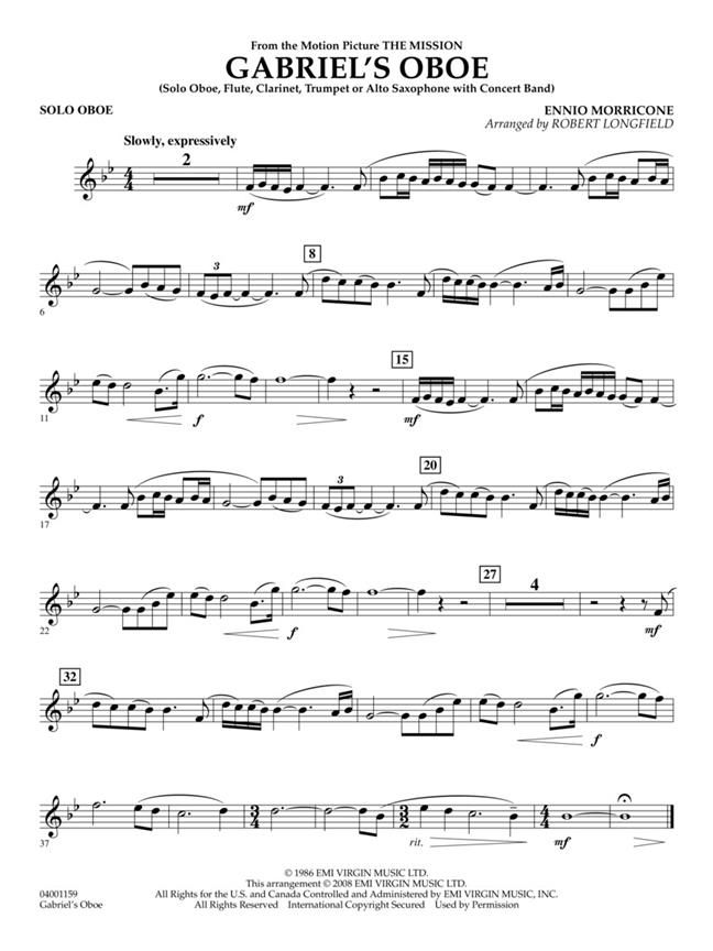 Gabriel's Oboe By Ennio Morricone Free Sheet Music