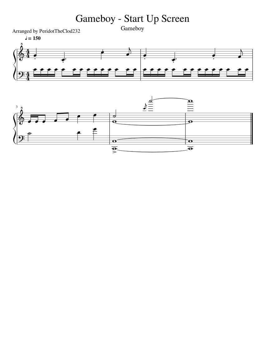 Gameboy Music By Matthew Hindson Free Sheet Music