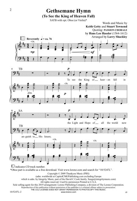 Gethsemane Hymn By Keith Getty Free Sheet Music