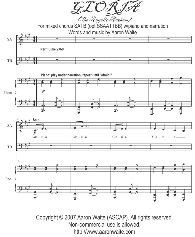 Gloria - Anthem By David Hamilton Free Sheet Music