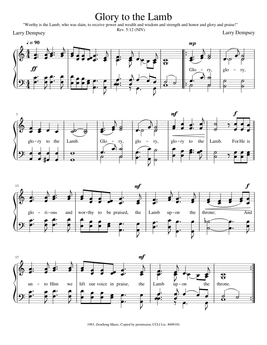 Glory To The Lamb! By Don Besig Free Sheet Music