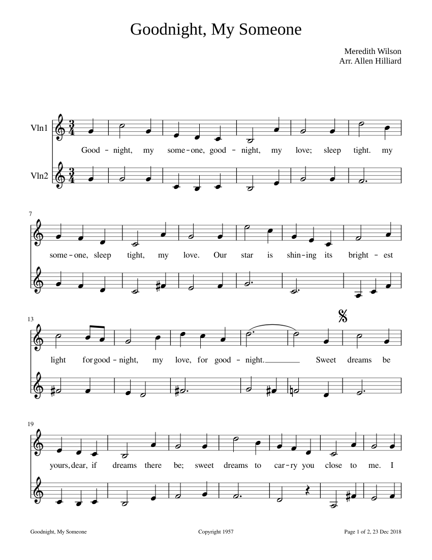 Good Night - Violin 1 By The Beatles Free Sheet Music