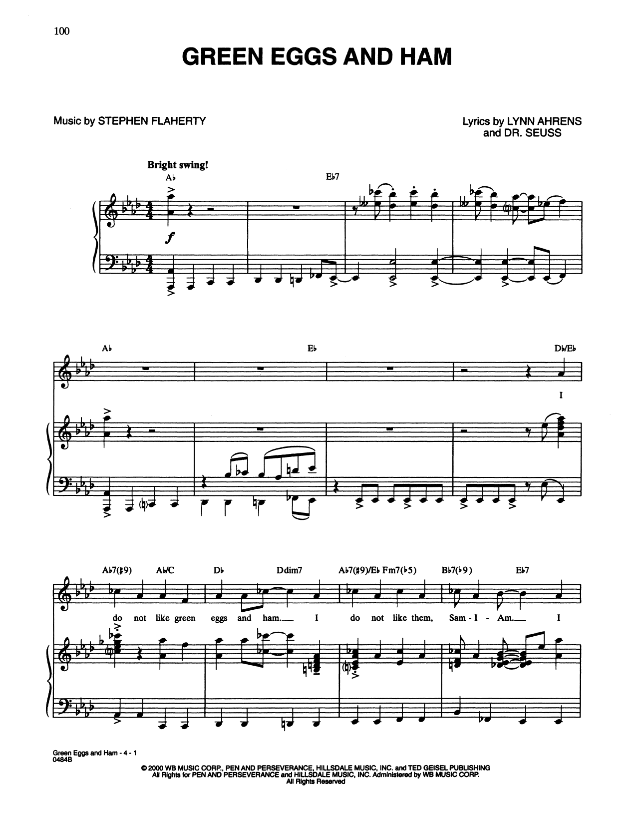 Green Eggs And Ham (Dr. Seuss) By Robert Kapilow Free Sheet Music