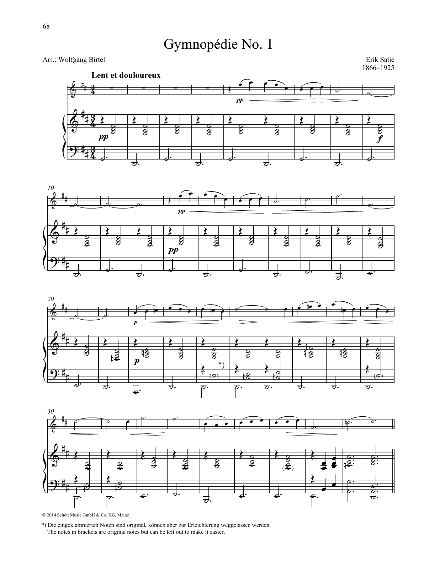 Gymnopédie No. 1 By Erik Satie Free Sheet Music