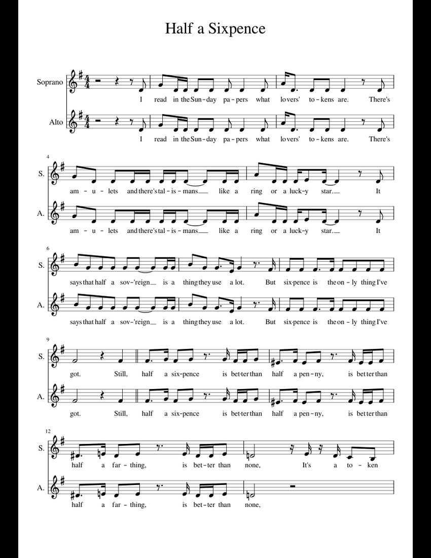 Half A Sixpence By David Heneker Free Sheet Music