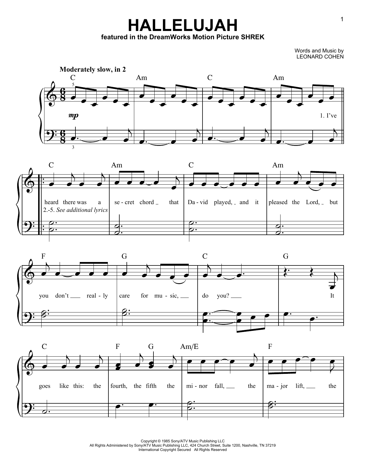 Hallelujah By Justin Timberlake Free Sheet Music