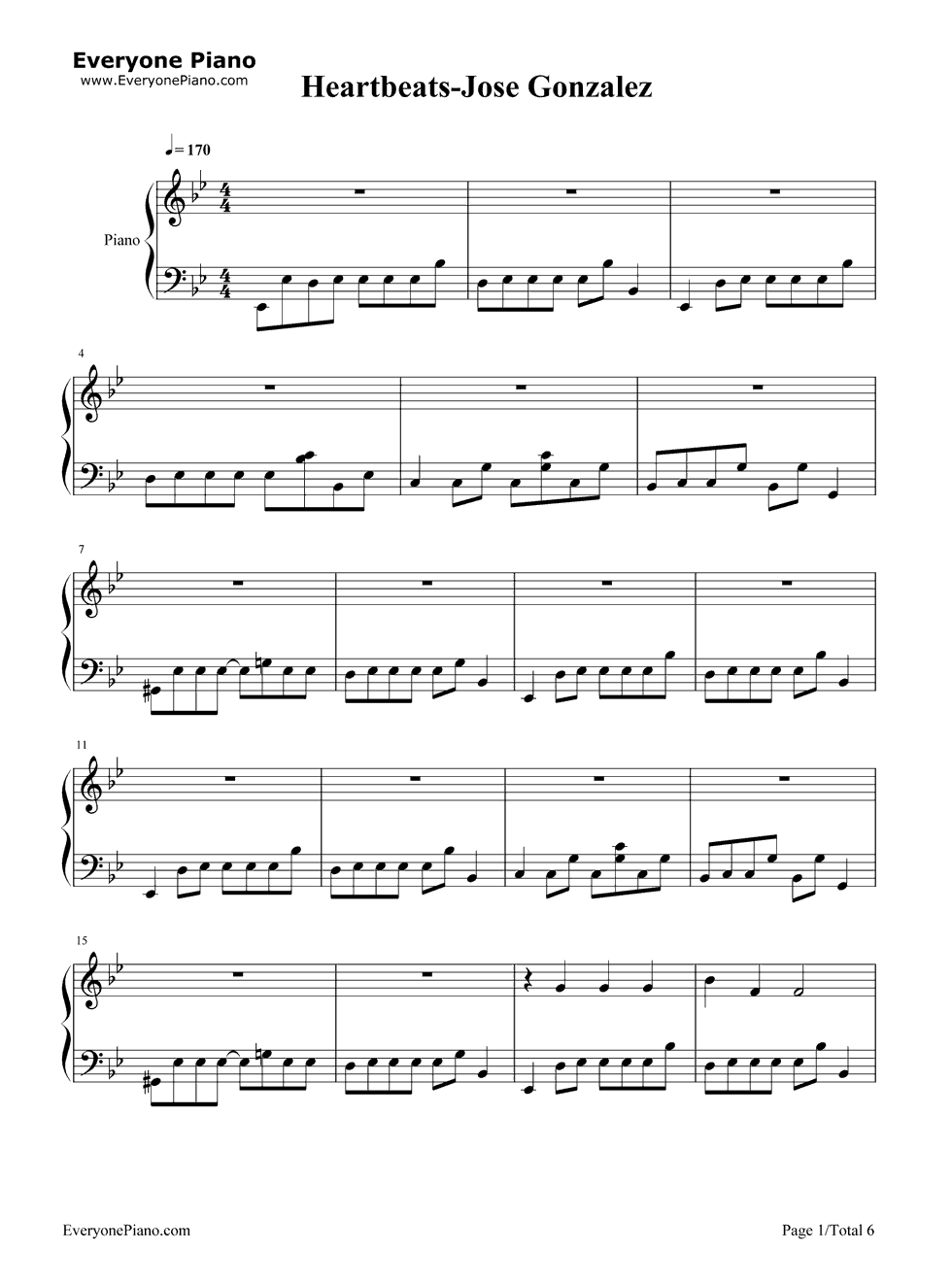 Heartbeats By Jose Gonzalez Free Sheet Music