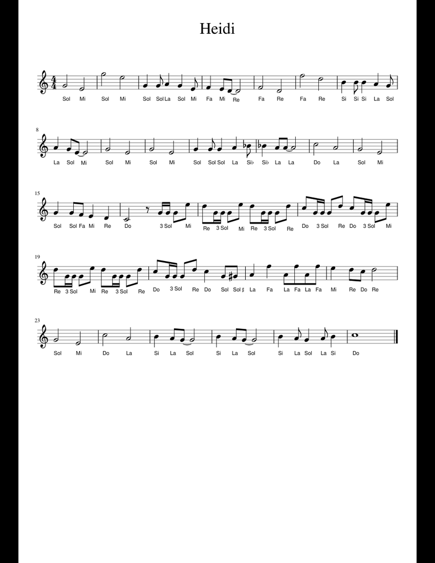 Heidi By Christian Bruhn Free Sheet Music