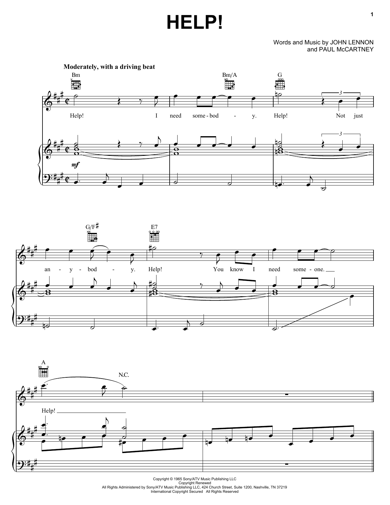 Help! By The Beatles Free Sheet Music