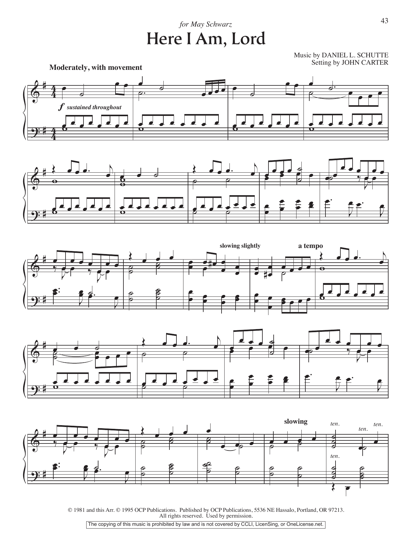 Here I Am, Lord By Daniel Schutte Free Sheet Music