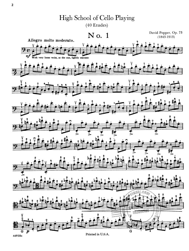 High School Of Cello Playing - 40 Etude, Op. 73 By David Popper Free Sheet Music