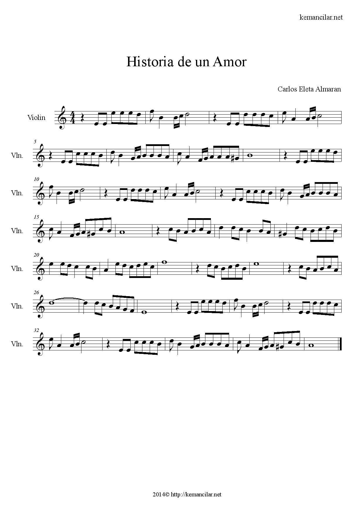 Historia De Un Amor By Luis Miguel Free Sheet Music